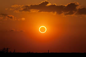 Annular eclipse photographed at sunset in eastern New Mexico. Image by Kevin Baird